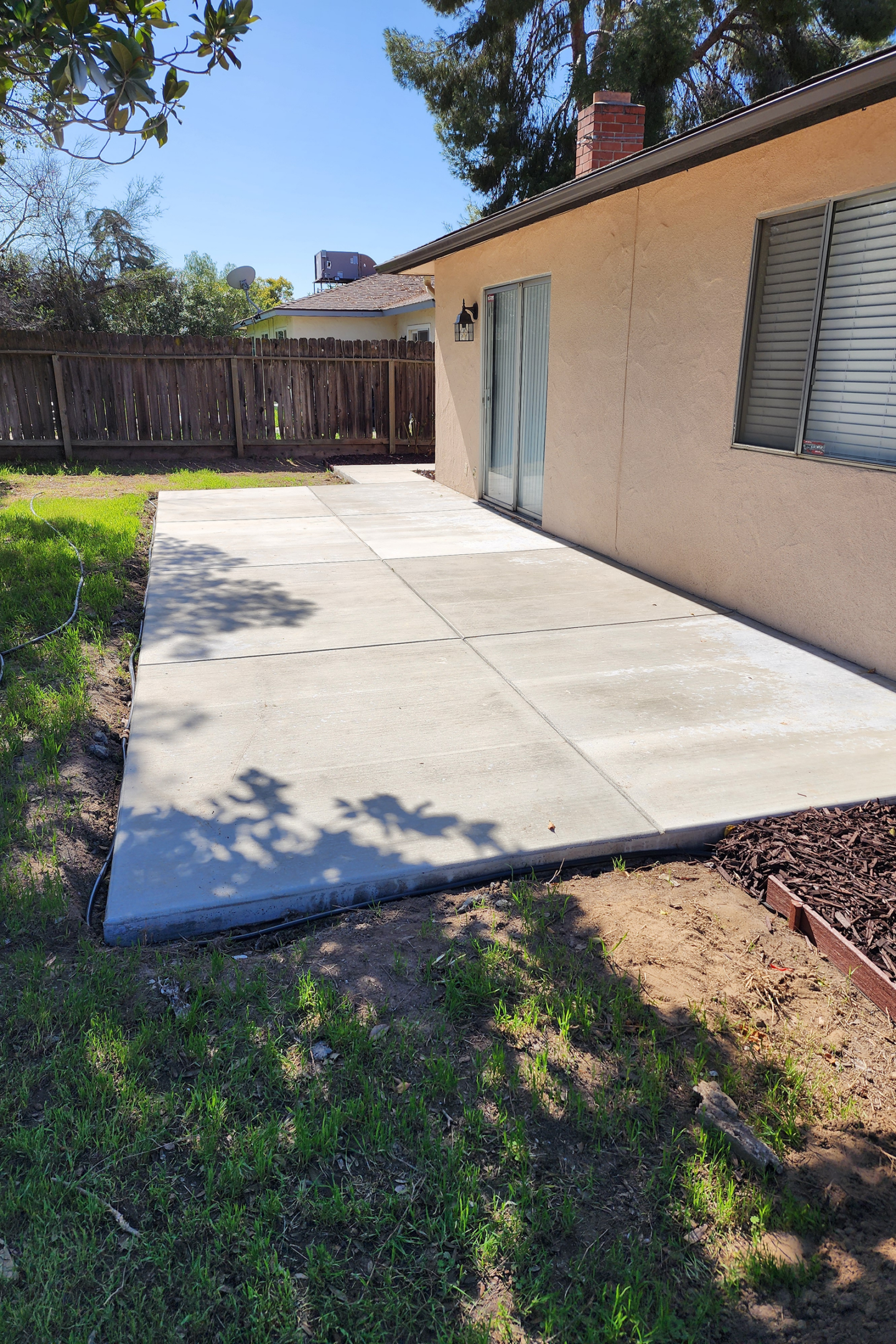 A concrete slab that has been laid on the ground.